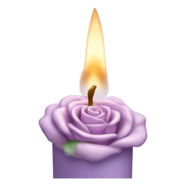 A soft lilac candle with a delicate pink wax rose on top, placed beside an old poetry book. sticker