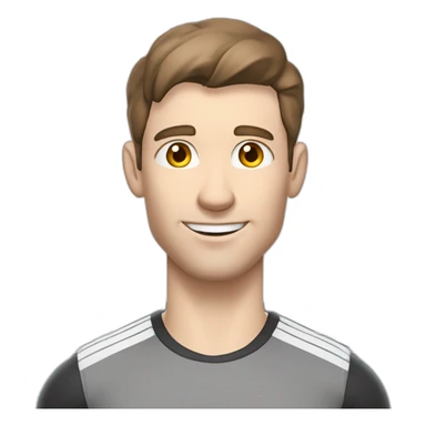 Pale skinned Fit Man With the biceps and brown hair in gray shirt, black sports shorts and white Sneakers Writing text on the flipchart sticker