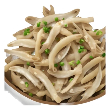 the Korean side dish stir-fried anchovies. Include a small fish, soy sauce bottle, garlic cloves, and sesame seeds in a bowl. sticker