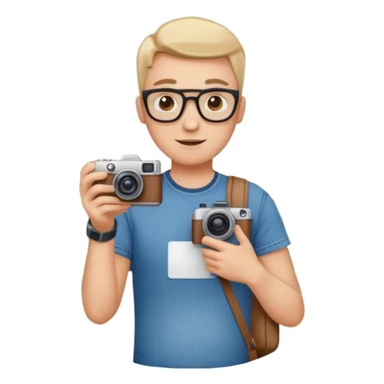 a tourist in europe holding a camera not wearing khaki sticker