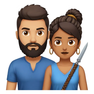 brother and sister fighting modern culture naughty  - indian skin and hairstyle - men beard  sticker