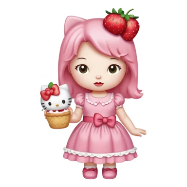 hello kitty strawberry shortcake pink sticker