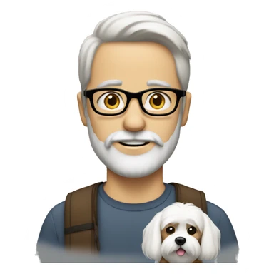 Guy with glasses and beard and Maltese dog sticker