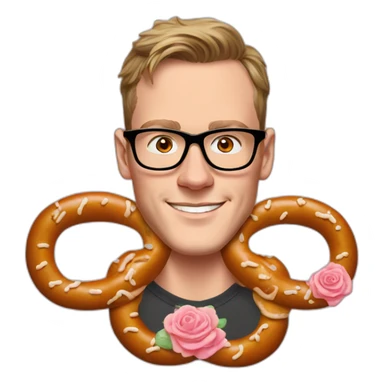 Jonathan Toews wearing glasses as a pretzel with pastel roses sticker