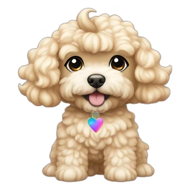 Beige maltipoo unicorn rainbow sticker