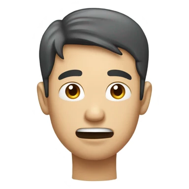 Asian man holding dental floss in front of his small eyes sticker