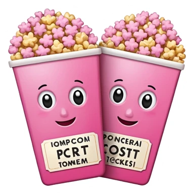 pink popcorn with 2 cinema tickets sticker