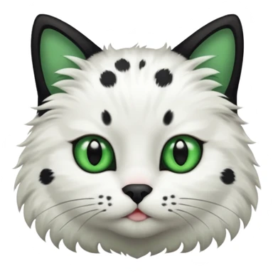 um gato branco com manchas pretas  olho preto e verde só manchas pretas sticker