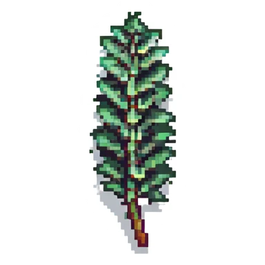 a single eucalyptus leaf, pixel art style sticker