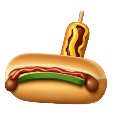 Corn dog with pickle and hotdog sticker