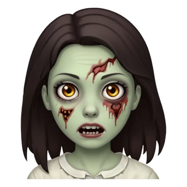 Black eyes, deep brown hair zombie girl sticker