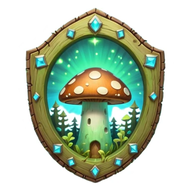 magical mushroom shield object icon, shield crafted from mushroom bark, glowing spores, fantasy forest design, soft green-blue aura, 3D cartoon, mobile game icon style, centered, clean background, no text, no watermark
 
 sticker