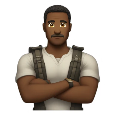 Man with his armes crossed like an x in front of his chest with his fists closed sticker