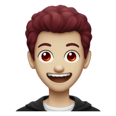 vampire boy with burgundy hair, fangs and red eyes sticker