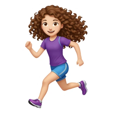 long curly brown hair girl running sticker