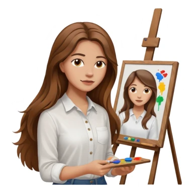 femme brune cheveux long atelier peinture sticker