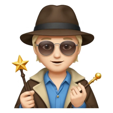 Un humain homme avec un chapeau  et des sunglasse et une baguette magique sticker
