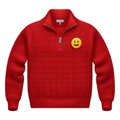 red knitted quarter zip with the knitting visible no emojis sticker