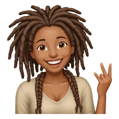 Black woman with locs having fun sticker