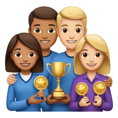 20 blue background awarrd with 3 people sticker