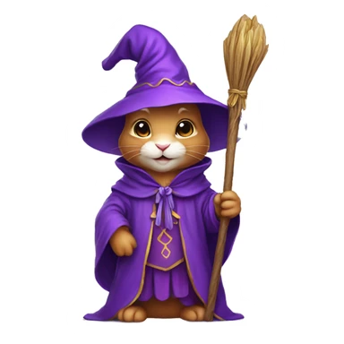 rabbit wizard purple clothes holding a carot staff sticker