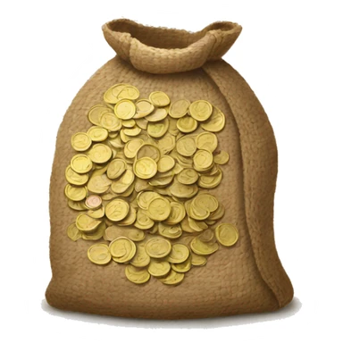 old small open jute bag full of coins sticker