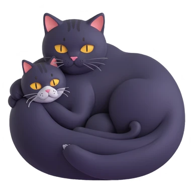 giant soft cat curled around a content human nestled in the center sticker