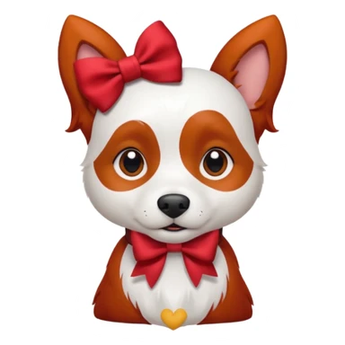 very red haired white dog with a bow on hair sticker