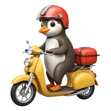 Penguin driving moped with otter behind him sticker