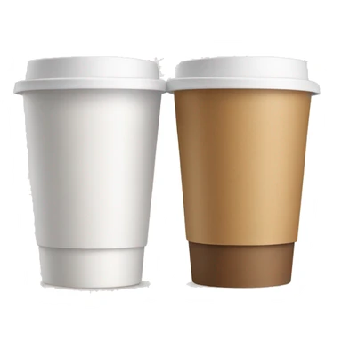 Two white takeout coffee cups with a brown label sticker