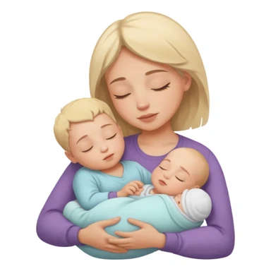 a peaceful scene of a baby sleeping in the arms of a parent, the parent gently holding the baby against their chest, both look serene and safe, soft and calm atmosphere sticker