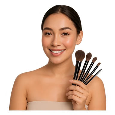 person holding makeup brushes, variation 3 sticker