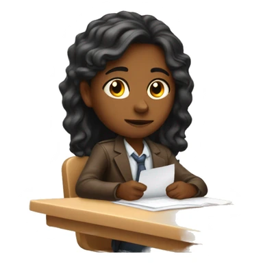 need sitting in a school desk taking an exam brown skin sticker