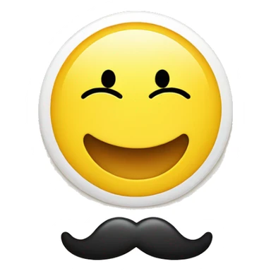 a yellow circle smiley face that has some milk brushed above the mouth so that looks like a mustache sticker