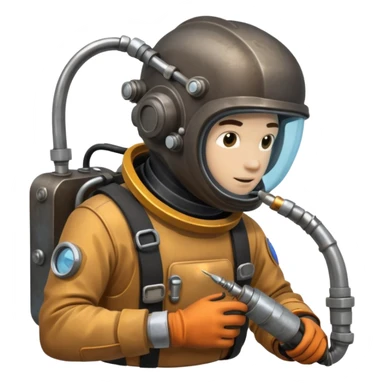 Buceador comercial trabajando, soldando una estructura metalica bajo agua soldandooooo sticker