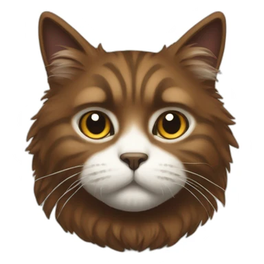 strict brown fluffy cat with a white muzzle completely sticker