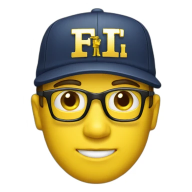 man with yellow "FBI" letters on his cap sticker