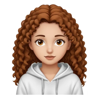 Una ragazza con una felpa semplice bianca,ha gli occhi marroni,i capelli marroni  , c’è gli ha lunghi e ricci  e ha le ciglia lo stile dell immagine deve essere semplice sticker