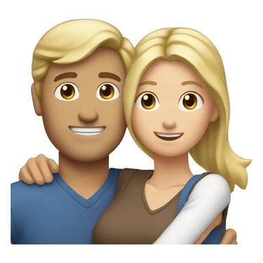 Blonde hair man hug woman with brown hair  sticker