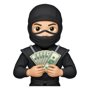 Ninja holding money sticker