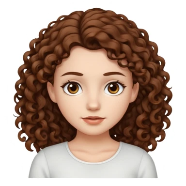 aesthetic white girl with brown long curly hair and dark , white topbrown eyes sticker