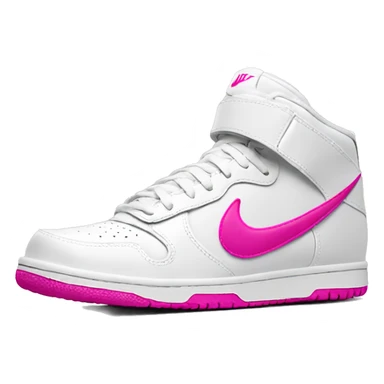 white nike shoe with hot pink nike swoop sticker