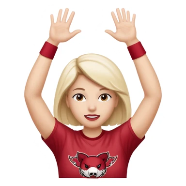 Arkansas razorbacks female fan with hands raised over head sticker