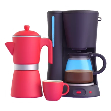 coffee maker with coffee mug sticker