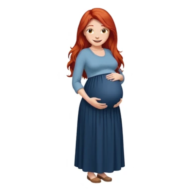 Make a strong women with long red hair, pregnant with maxi skirt, pretty  sticker