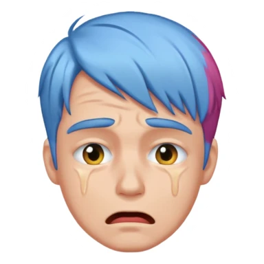 man crying with colored hair sticker