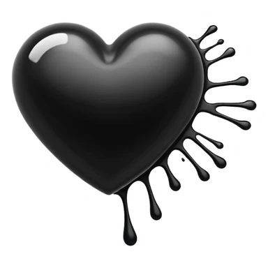 black ink heart emoji with ink streaks, isolated on white background sticker