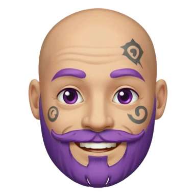 bald purple bearded man with face tattoo sticker