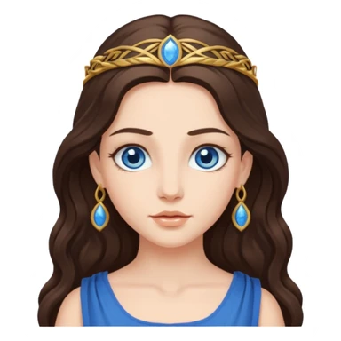 greek goddess long brunette hair blue eyes sticker