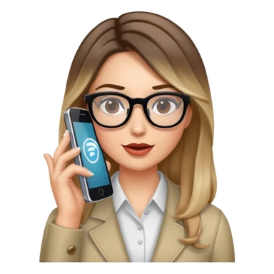 Realistic balage hair woman wearing glasses speaking on 1 cell phone sticker